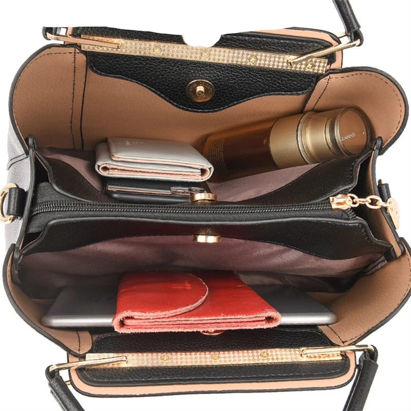 Bolsa de Luxo em Couro Macio com 3 Camadas - Elegância e Funcionalidade para Todas as Ocasiões