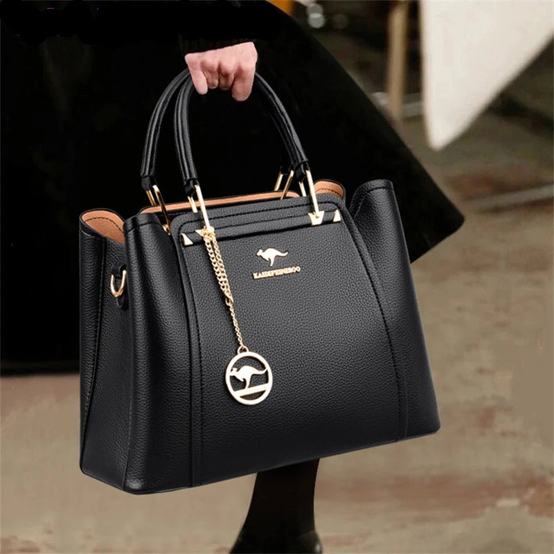 Bolsa de Luxo em Couro Macio com 3 Camadas - Elegância e Funcionalidade para Todas as Ocasiões