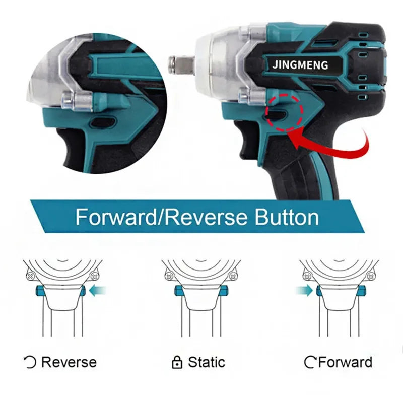 Chave de impacto elétrica sem fio, Brushless Power Tool, Broca manual para bateria 21V