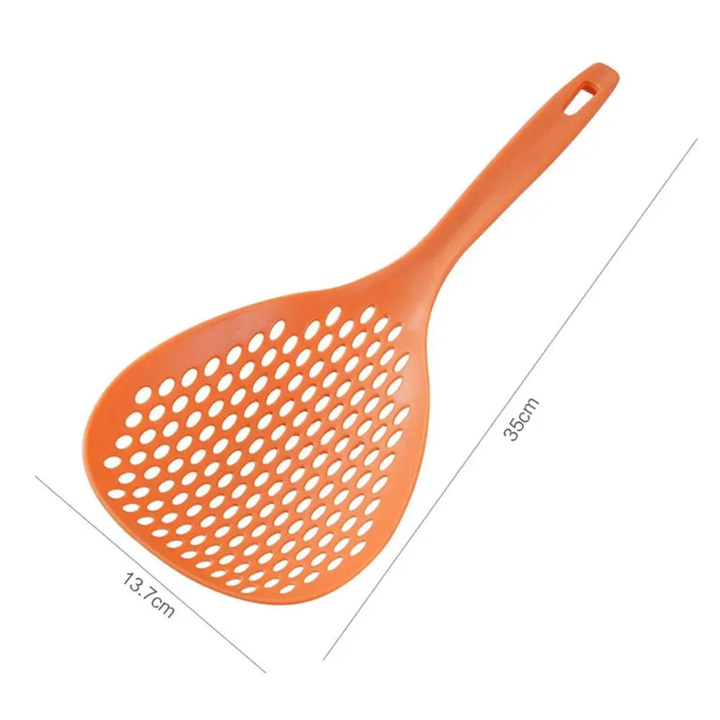 Colher de plástico anti-escaldante, Skimmer, espátula de cozinha grande, coador, ferramenta de cozinha doméstica, 1pc