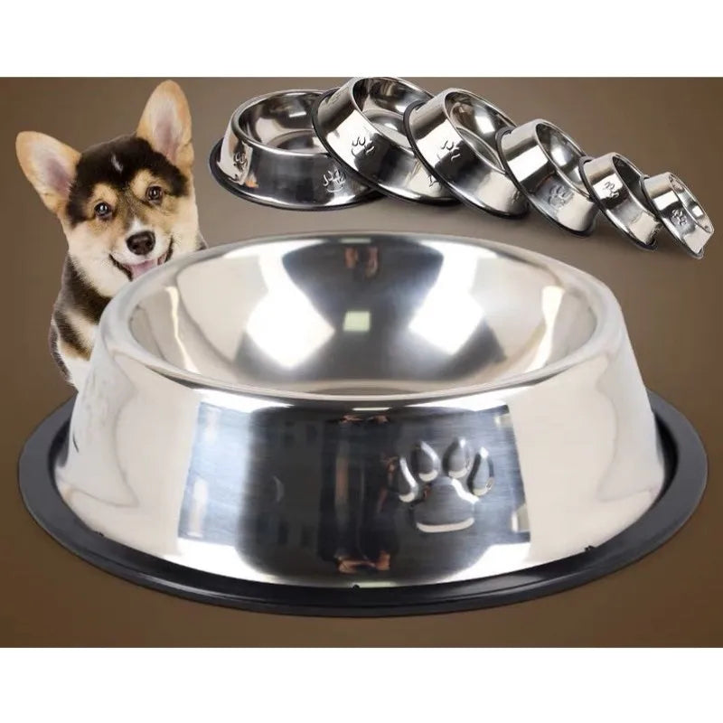 Comedouro bededouro inox antiderrapante para animais de estimação catrro gato porte pequeno médio grande