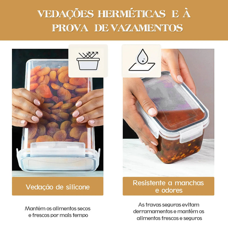 Conjunto de recipientes herméticos para armazenamento de alimentos com tampas, 15 unidades, sem BPA, para despensa e cozinha, ap