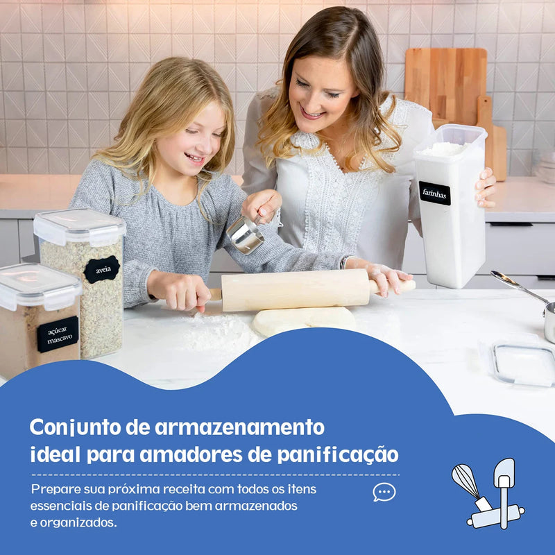 Conjunto de recipientes herméticos para armazenamento de alimentos com tampas, 15 unidades, sem BPA, para despensa e cozinha, ap