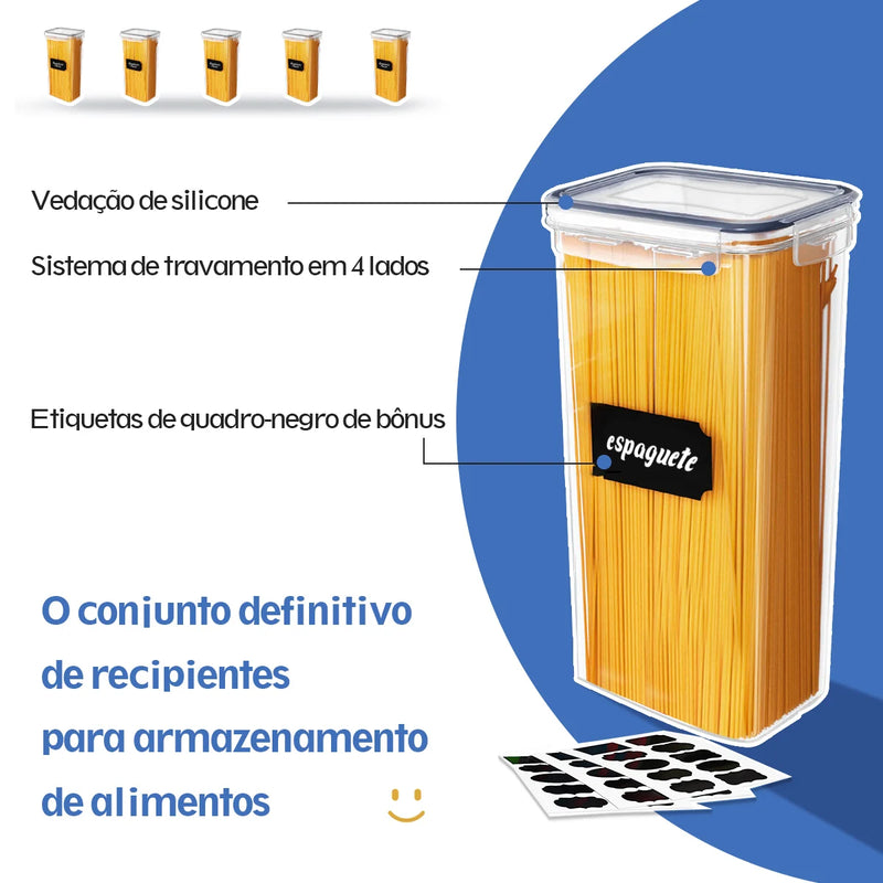 Conjunto de recipientes herméticos para armazenamento de alimentos com tampas, 15 unidades, sem BPA, para despensa e cozinha, ap