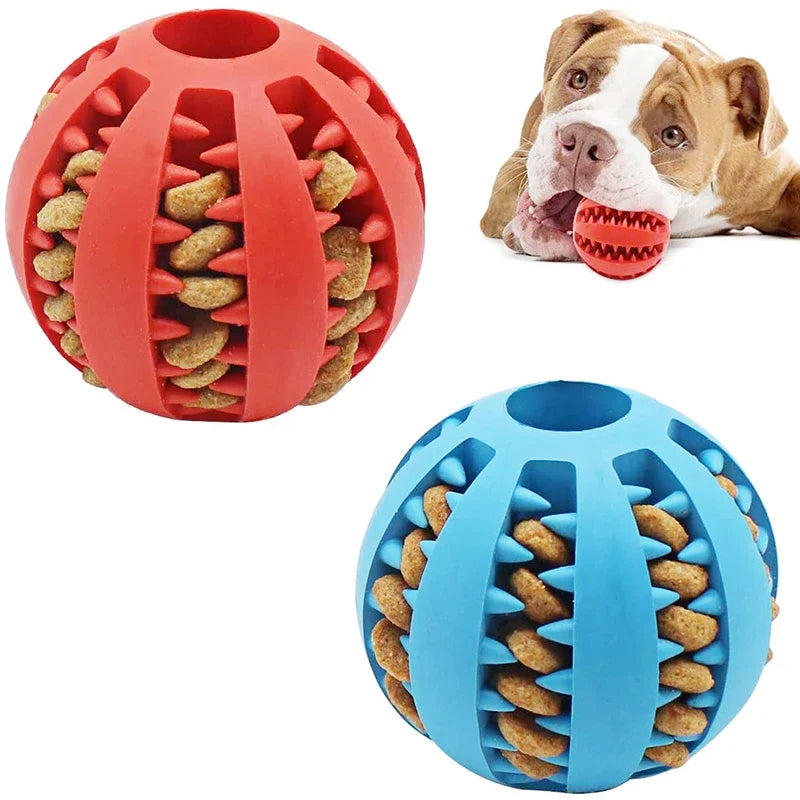 Brinquedo Interativo de Bola para Cães Pequenos - Elástico, Limpa Dentes e Porta Ração