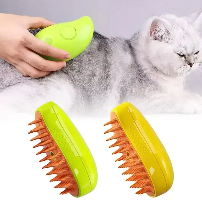 Escova a vapor 3 em 1 para cão e gato, escova a vapor, spray elétrico, para massagem, pet grooming, pente, depilação