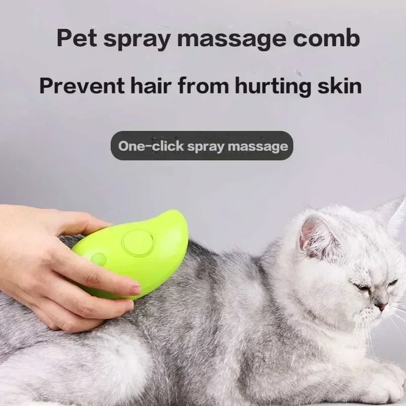 Escova a vapor 3 em 1 para cão e gato, escova a vapor, spray elétrico, para massagem, pet grooming, pente, depilação