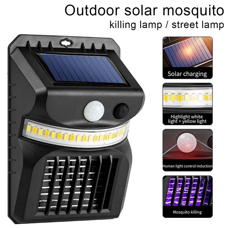 LED Solar Mosquito Killer Lamp, Lâmpada de parede do jardim ao ar livre, Mosquito-Killing Função, Corpo Indução Inteligente, Upgrades