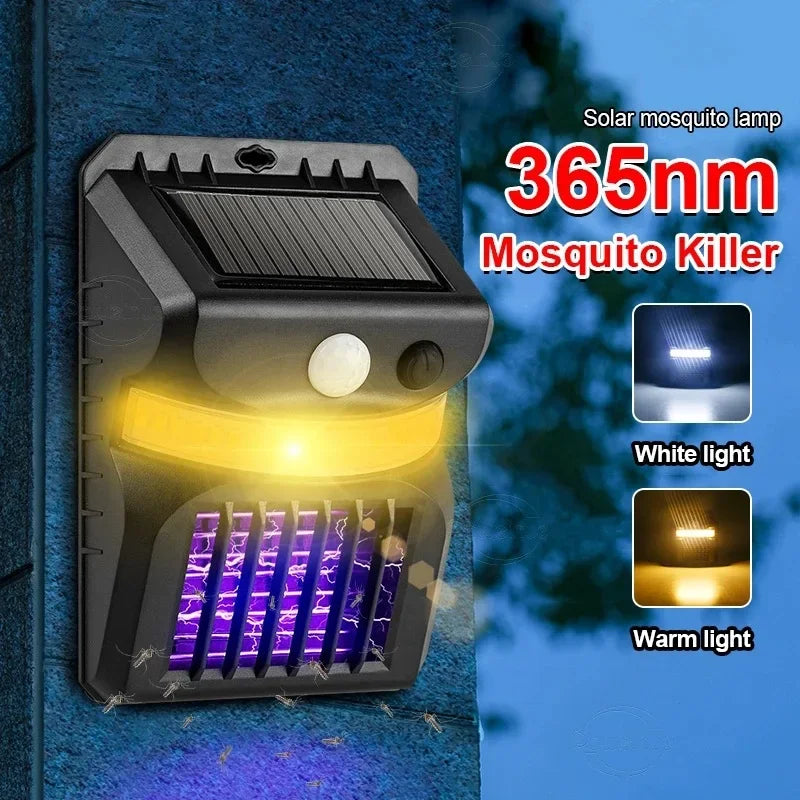 LED Solar Mosquito Killer Lamp, Lâmpada de parede do jardim ao ar livre, Mosquito-Killing Função, Corpo Indução Inteligente, Upgrades