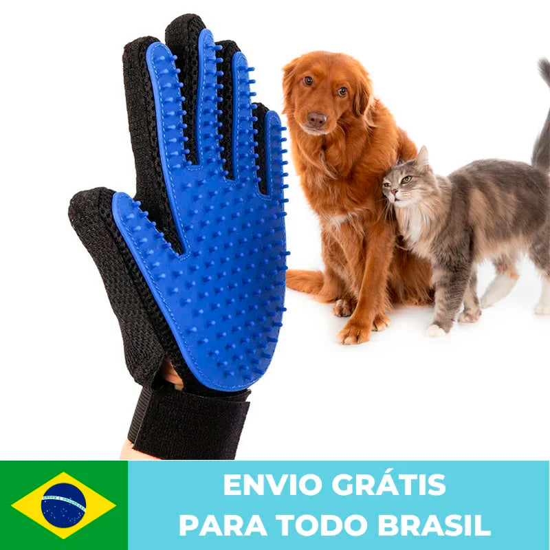 Luva Nano Magnética para Escovar e Remover Pelos de Pets, Cães e Gatos