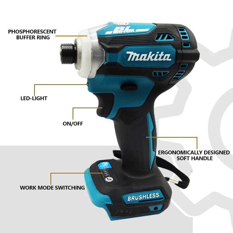 Makita DDTD171 Brushless Impact Driver, Chave De Fenda Recarregável Brocas, Ferramentas Elétricas Sem Fio, 18V BL Motor, Bare Tool Unit