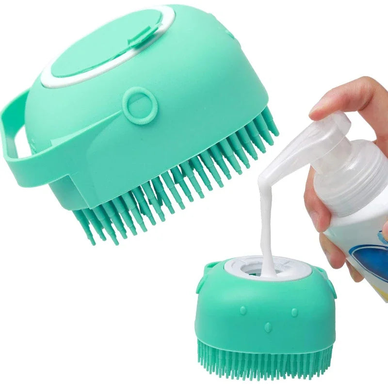 Pet Dog Shampoo Brush, Cat Massage Comb, Grooming Scrubber para banho de cabelo curto, borracha de silicone macia, 2.7oz, 80ml