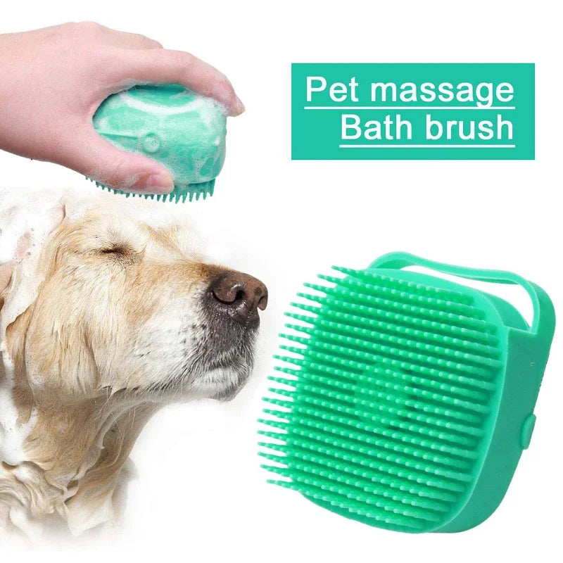 Pet Dog Shampoo Brush, Cat Massage Comb, Grooming Scrubber para banho de cabelo curto, borracha de silicone macia, 2.7oz, 80ml