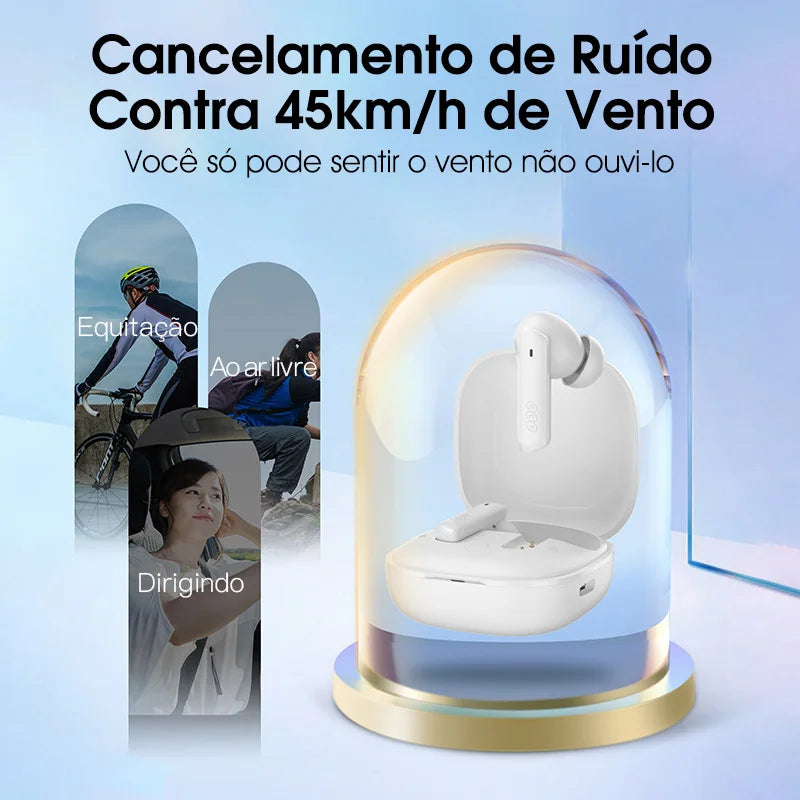 QCY HT05 ANC fone de ouvido sem fio 40dB cancelamento de ruído Bluetooth 5.2 fone de ouvido 6 microfone ENC HD chamada TWS fones de ouvido modo de transparência