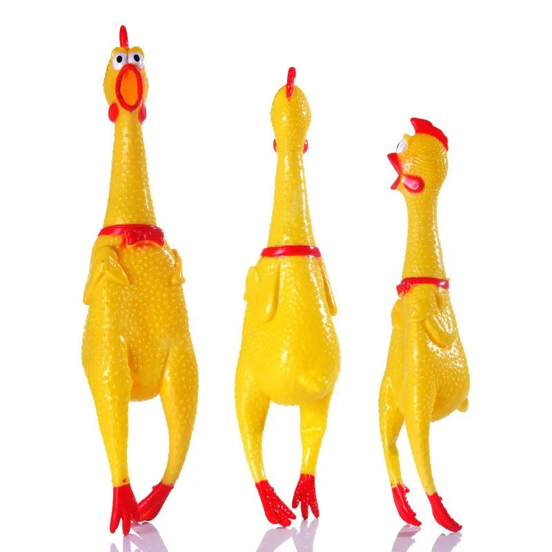 Brinquedo de Borracha com Som para Pets – Frango, Galo, Cachorro, Criança, Bebê – 16 cm, 31 cm, 39 cm