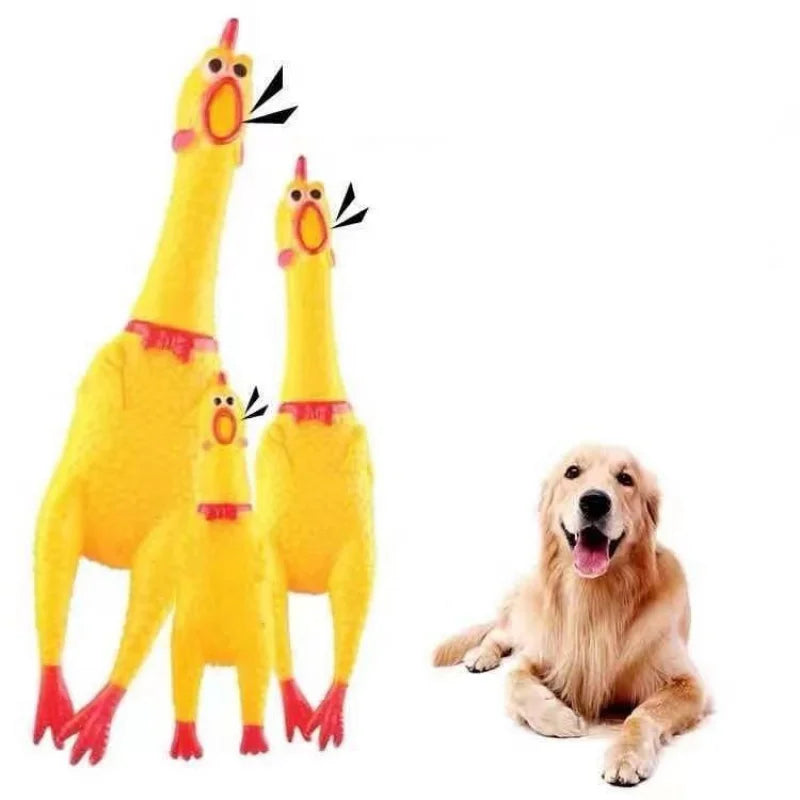 Brinquedo de Borracha com Som para Pets – Frango, Galo, Cachorro, Criança, Bebê – 16 cm, 31 cm, 39 cm