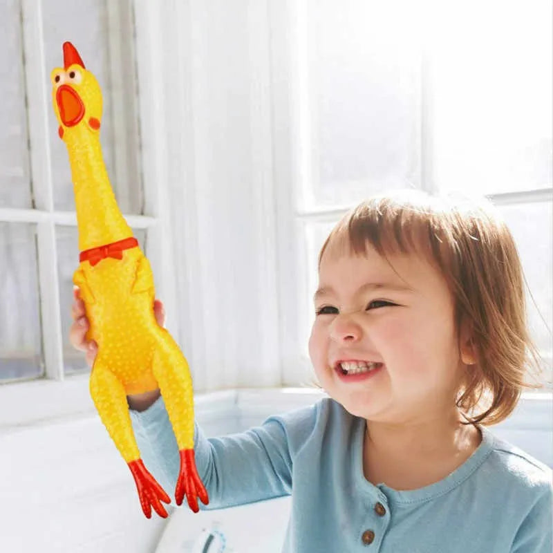 Brinquedo de Borracha com Som para Pets – Frango, Galo, Cachorro, Criança, Bebê – 16 cm, 31 cm, 39 cm