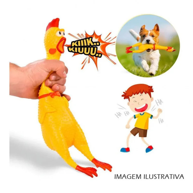 Brinquedo de Borracha com Som para Pets – Frango, Galo, Cachorro, Criança, Bebê – 16 cm, 31 cm, 39 cm