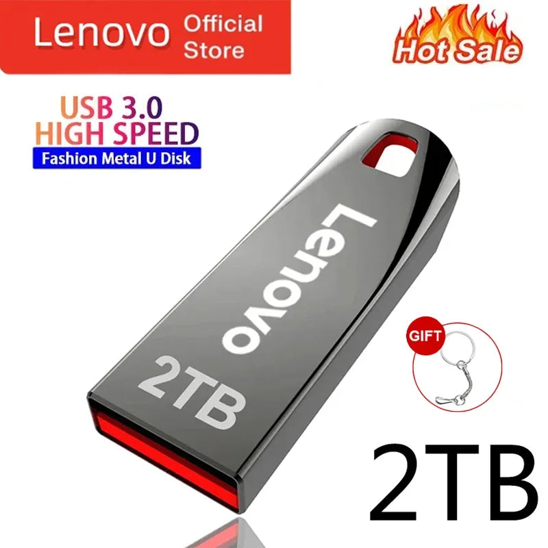 Original Lenovo 2TB USB Flash 3.0 Drive 1TB Metal Real Capacity Memory Stick High Speed Storage U Disk For Laptop/Tablet Ps4