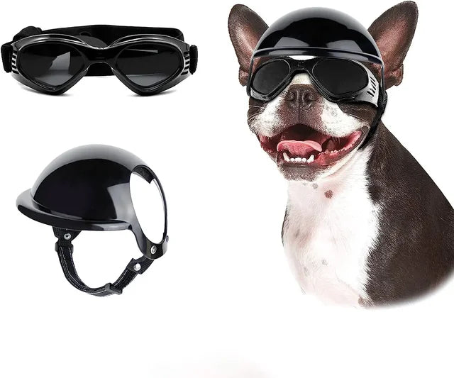 Capacete e óculos de sol para cães ATUBAN, óculos de proteção UV para cães, chapéu esportivo para cães médios, para caminhadas ao ar livre