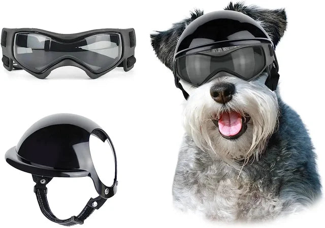 Capacete e óculos de sol para cães ATUBAN, óculos de proteção UV para cães, chapéu esportivo para cães médios, para caminhadas ao ar livre