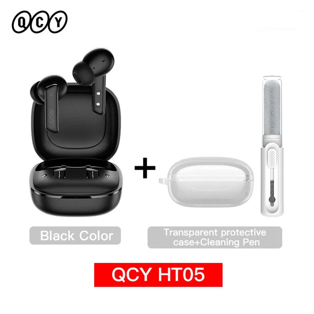 QCY HT05 ANC fone de ouvido sem fio 40dB cancelamento de ruído Bluetooth 5.2 fone de ouvido 6 microfone ENC HD chamada TWS fones de ouvido modo de transparência