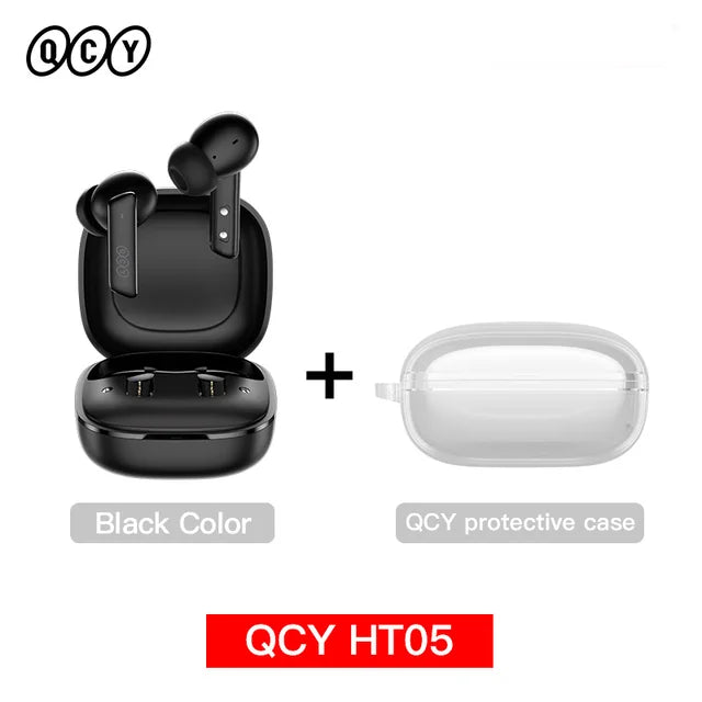 QCY HT05 ANC fone de ouvido sem fio 40dB cancelamento de ruído Bluetooth 5.2 fone de ouvido 6 microfone ENC HD chamada TWS fones de ouvido modo de transparência