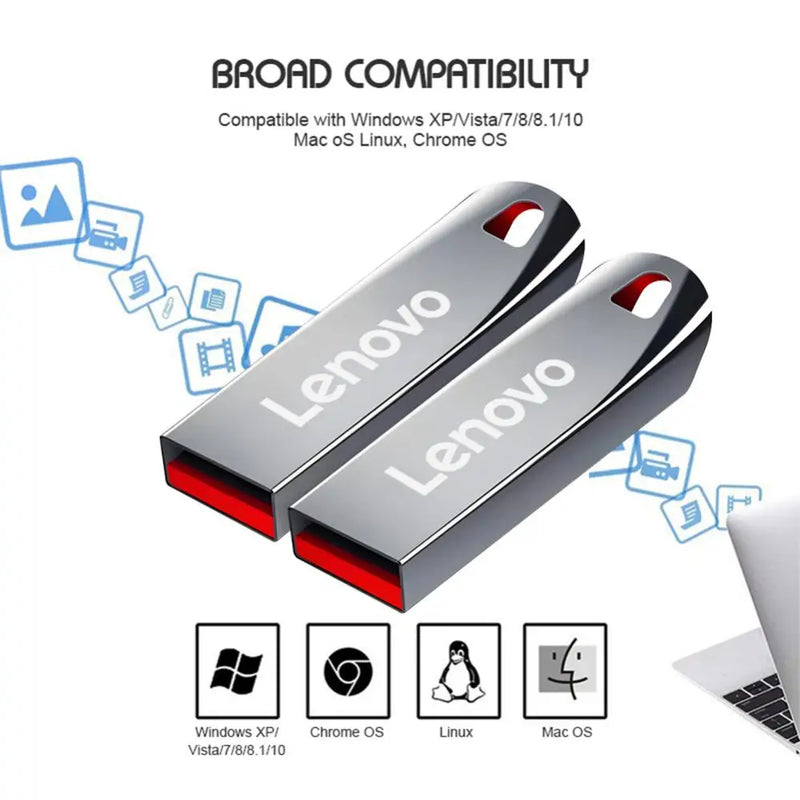 Original Lenovo 2TB USB Flash 3.0 Drive 1TB Metal Real Capacity Memory Stick High Speed Storage U Disk For Laptop/Tablet Ps4