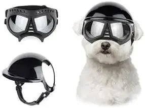 Capacete e óculos de sol para cães ATUBAN, óculos de proteção UV para cães, chapéu esportivo para cães médios, para caminhadas ao ar livre