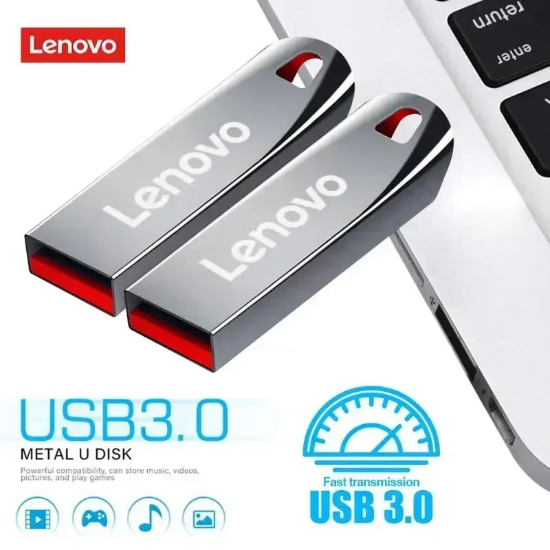 Original Lenovo 2TB USB Flash 3.0 Drive 1TB Metal Real Capacity Memory Stick High Speed Storage U Disk For Laptop/Tablet Ps4