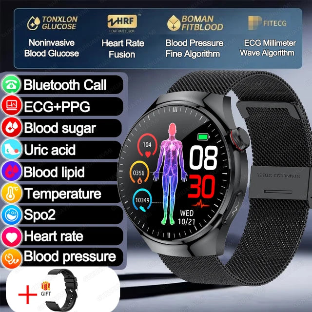 Xiaomi Five organ Examination Health Smartwatch, Chamada Bluetooth, Pressão Arterial, Pressão Arterial, Açúcar no Sangue, Ácido Úrico, 2024