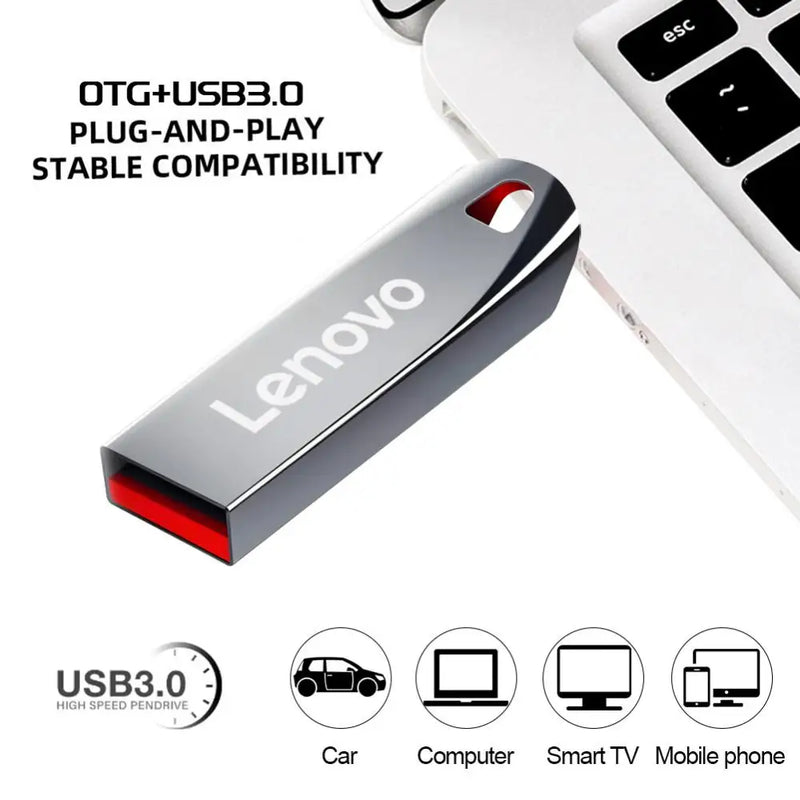 Original Lenovo 2TB USB Flash 3.0 Drive 1TB Metal Real Capacity Memory Stick High Speed Storage U Disk For Laptop/Tablet Ps4