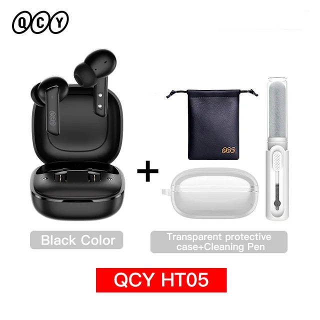 QCY HT05 ANC fone de ouvido sem fio 40dB cancelamento de ruído Bluetooth 5.2 fone de ouvido 6 microfone ENC HD chamada TWS fones de ouvido modo de transparência