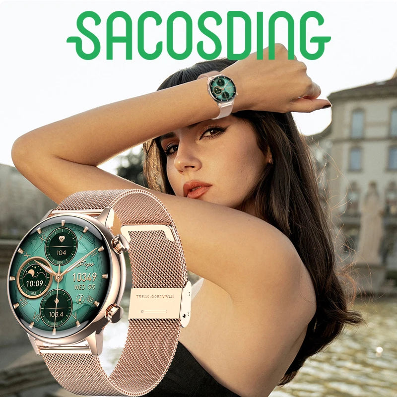 Smartwatch Amoled com assistente de voz para mulheres, relógios esportivos, relógio impermeável, smartwatch feminino, chamada Bluetooth, novo, 2022