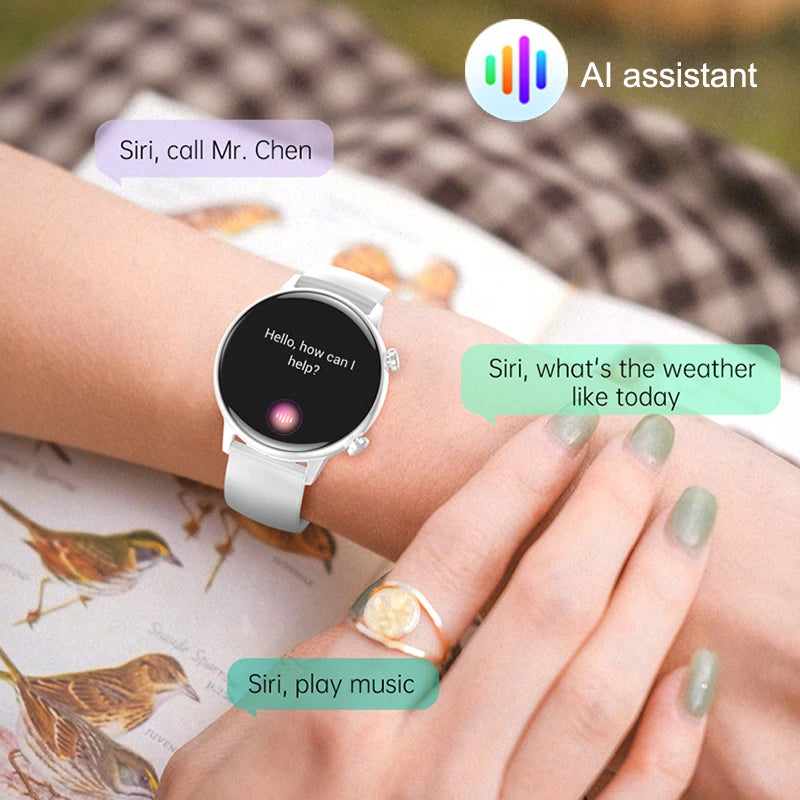 Smartwatch Amoled com assistente de voz para mulheres, relógios esportivos, relógio impermeável, smartwatch feminino, chamada Bluetooth, novo, 2022