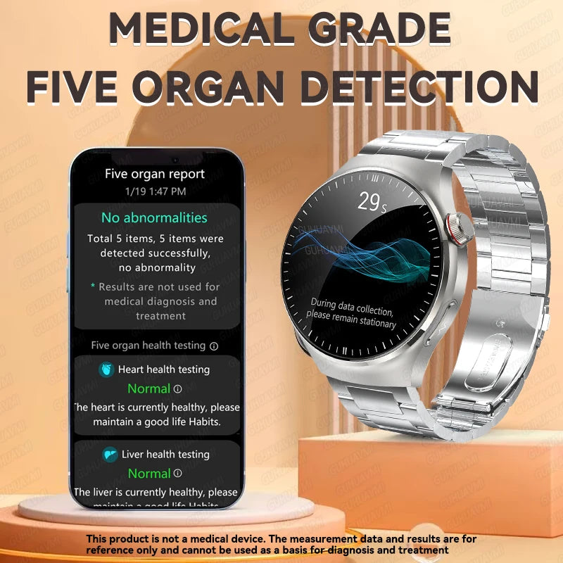 Xiaomi Five organ Examination Health Smartwatch, Chamada Bluetooth, Pressão Arterial, Pressão Arterial, Açúcar no Sangue, Ácido Úrico, 2024