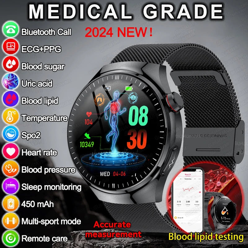 Xiaomi Five organ Examination Health Smartwatch, Chamada Bluetooth, Pressão Arterial, Pressão Arterial, Açúcar no Sangue, Ácido Úrico, 2024